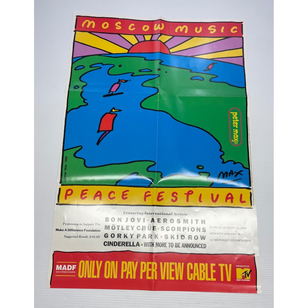 Peter Max Moscow Music Peace Festival MTV Ad Promo Poster Bon Jovi Aerosmith